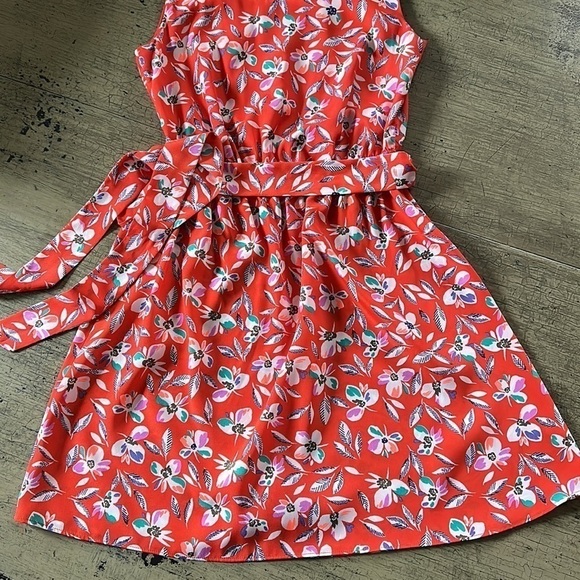 Gap Floral Print Cinch Waist Dress - Blaze - Picture 10 of 15